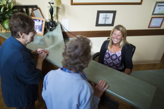 visitors arriving at United helpers rehabilitation and senior care